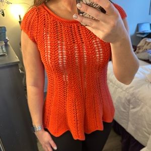 Anthropologie Short Sleeve Marisa Christina Sweater Dress Orange Rosie Neira M